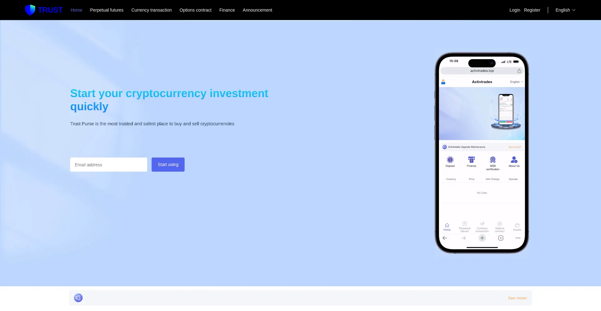 Website screenshot of Trustweb3.org