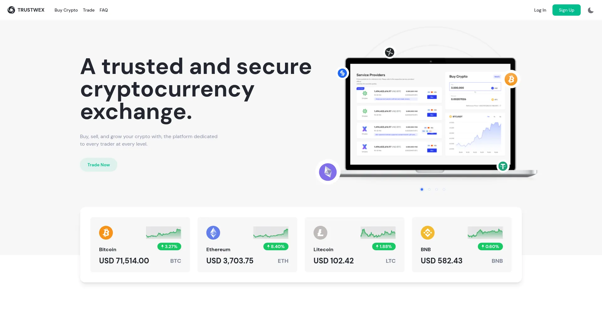 Website screenshot of Trustwex.com