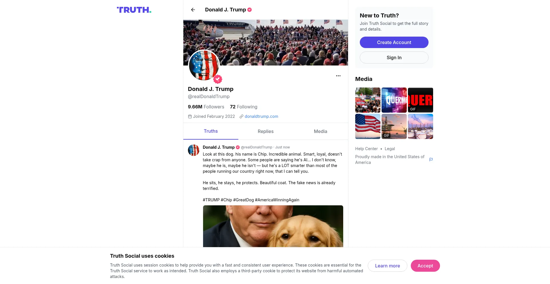 Website screenshot of Truthsocialapp.com