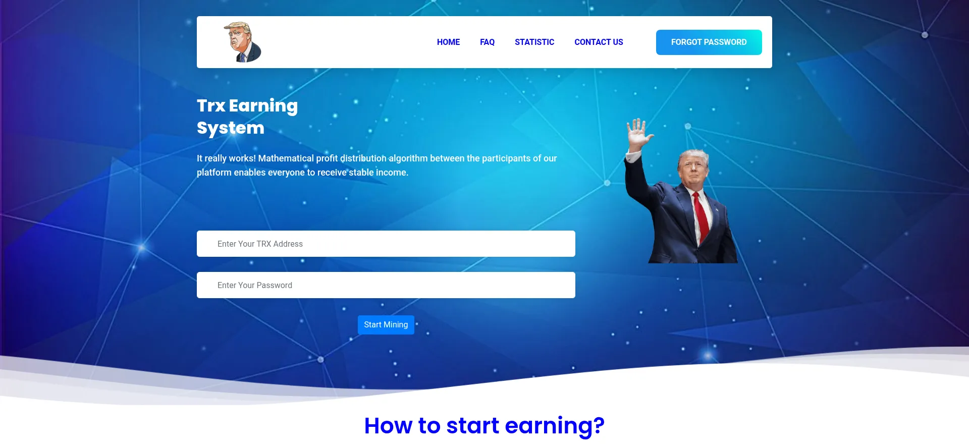 Website screenshot of Trxtrump.com