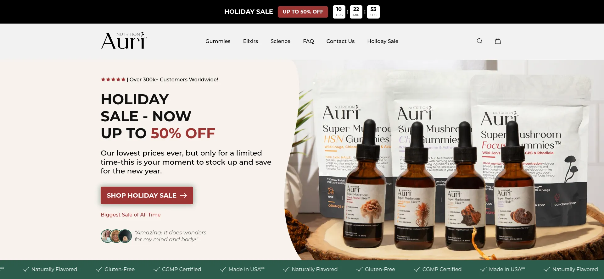 Website screenshot of Tryauri.com