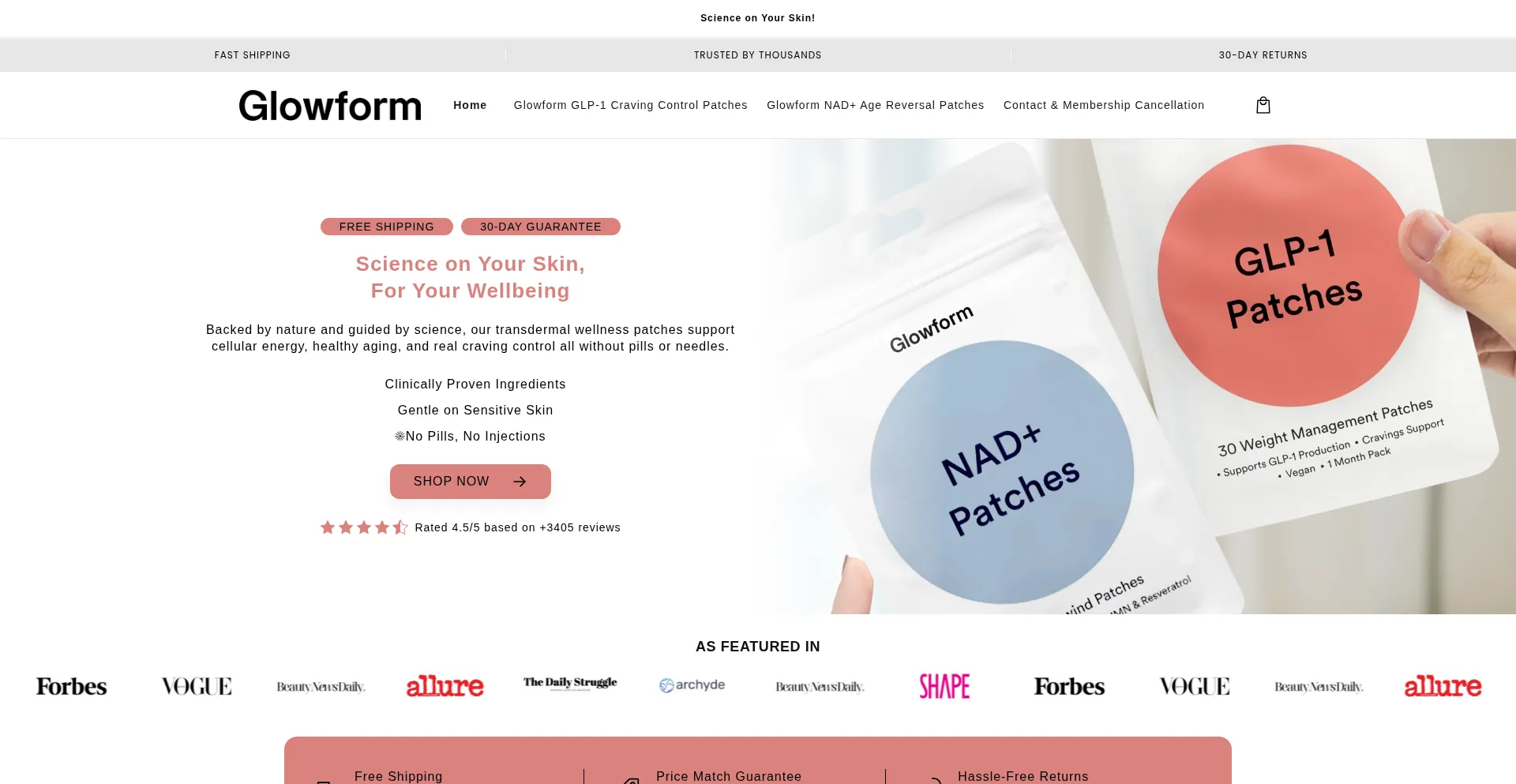 Website screenshot of Tryglowform.com