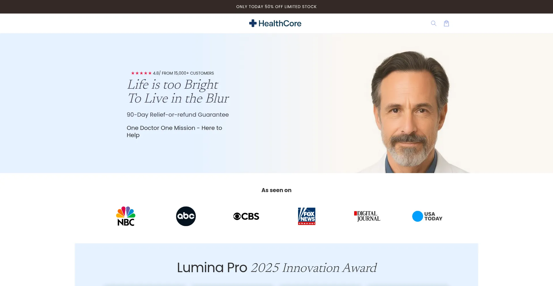 Tryhealthcore.com Screenshot