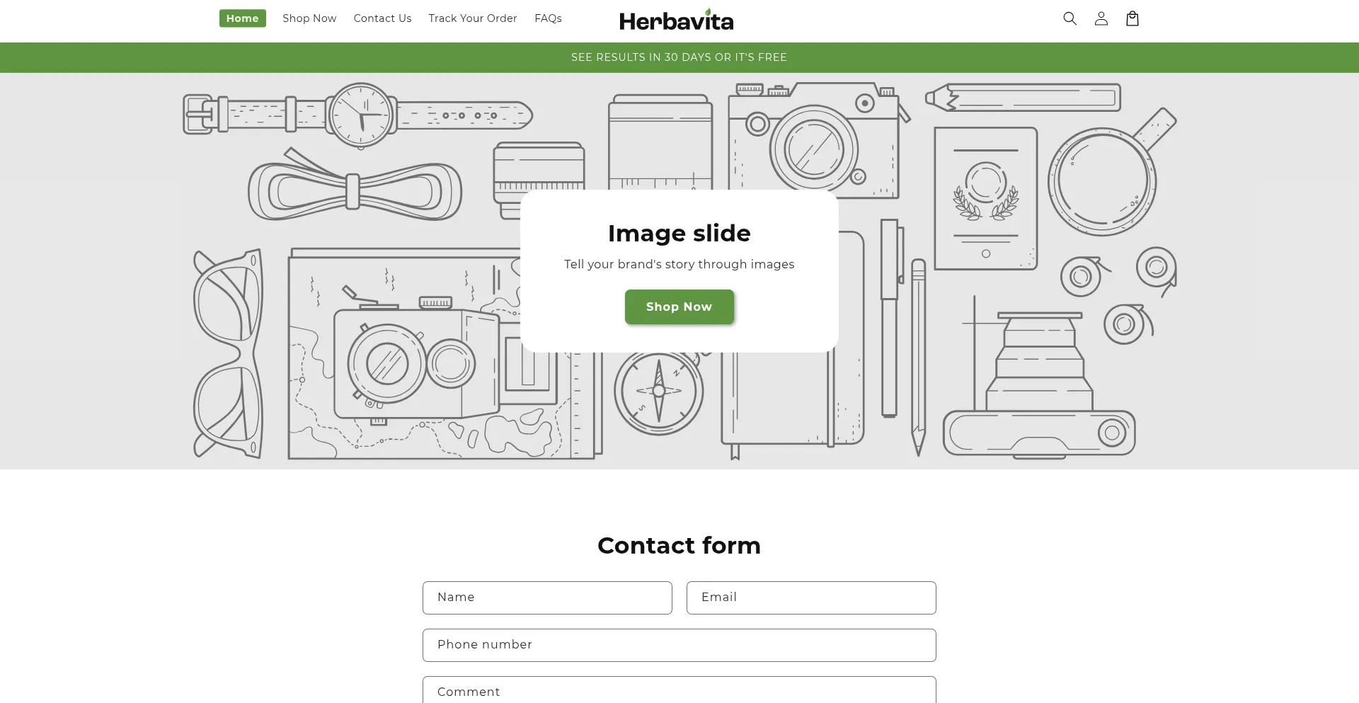 Website screenshot of Tryherbavita.com