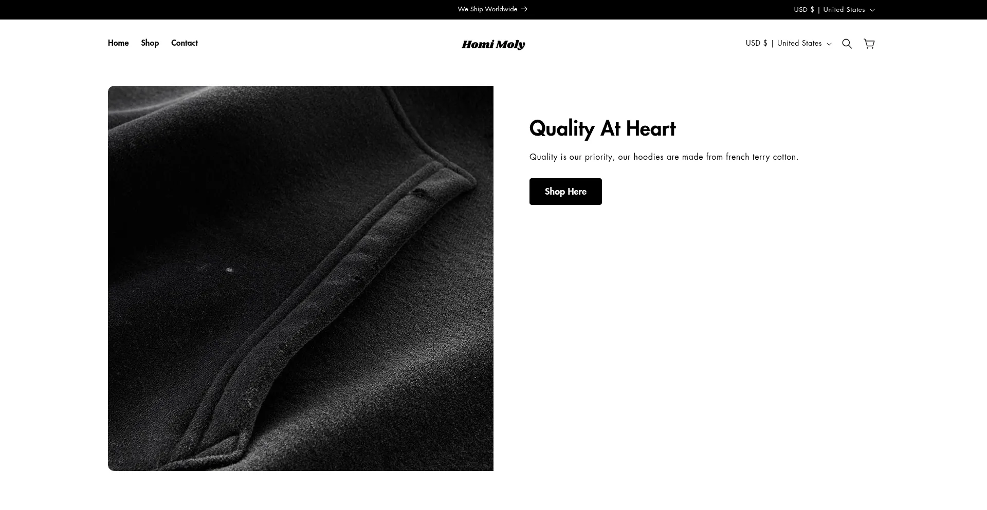 Website screenshot of Tryhomimoly.com