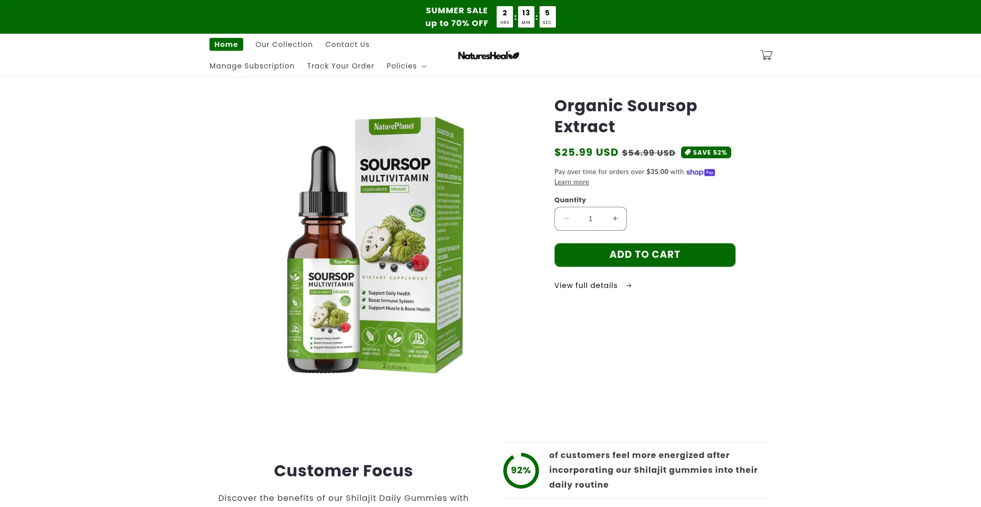 Website screenshot of Trynaturesheal.com