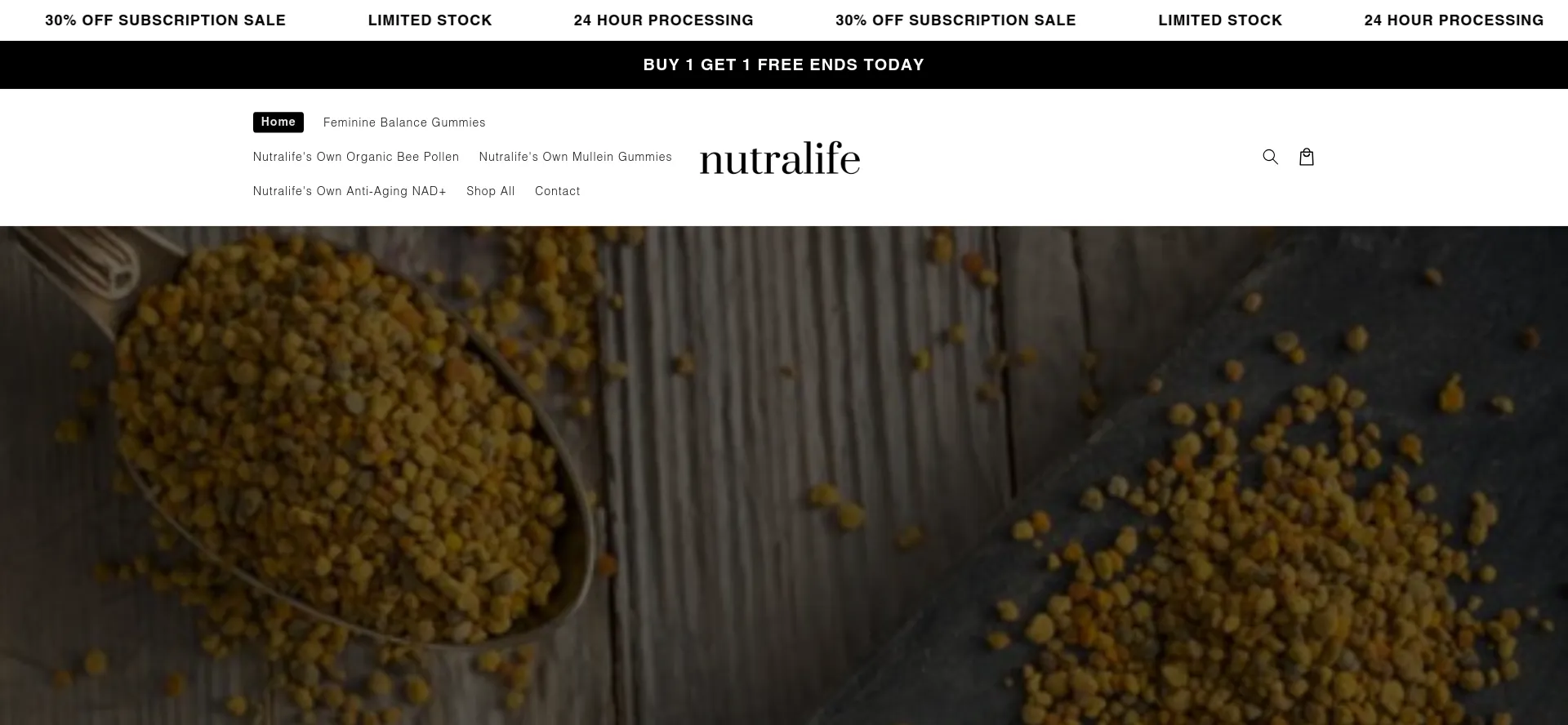 Website screenshot of Trynutralife.com