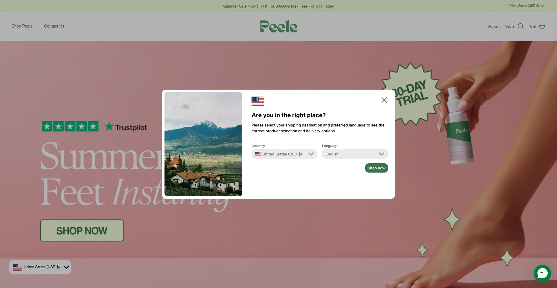 Website screenshot of Trypeele.com