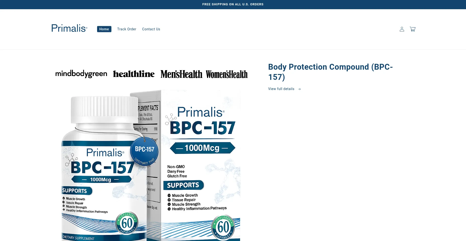 Website screenshot of Tryprimalis.com