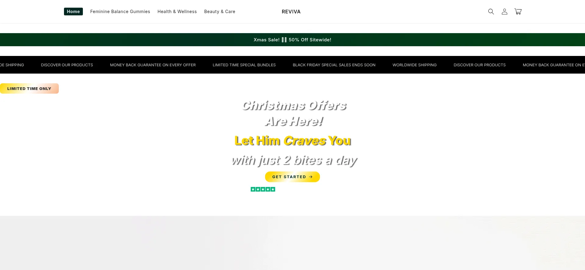 Website screenshot of Tryrevivabeauty.com