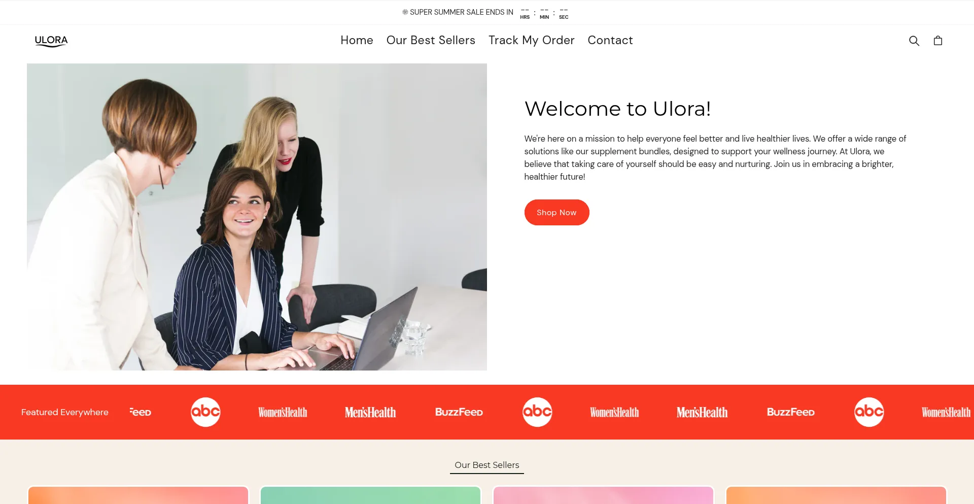 Website screenshot of Tryulora.com