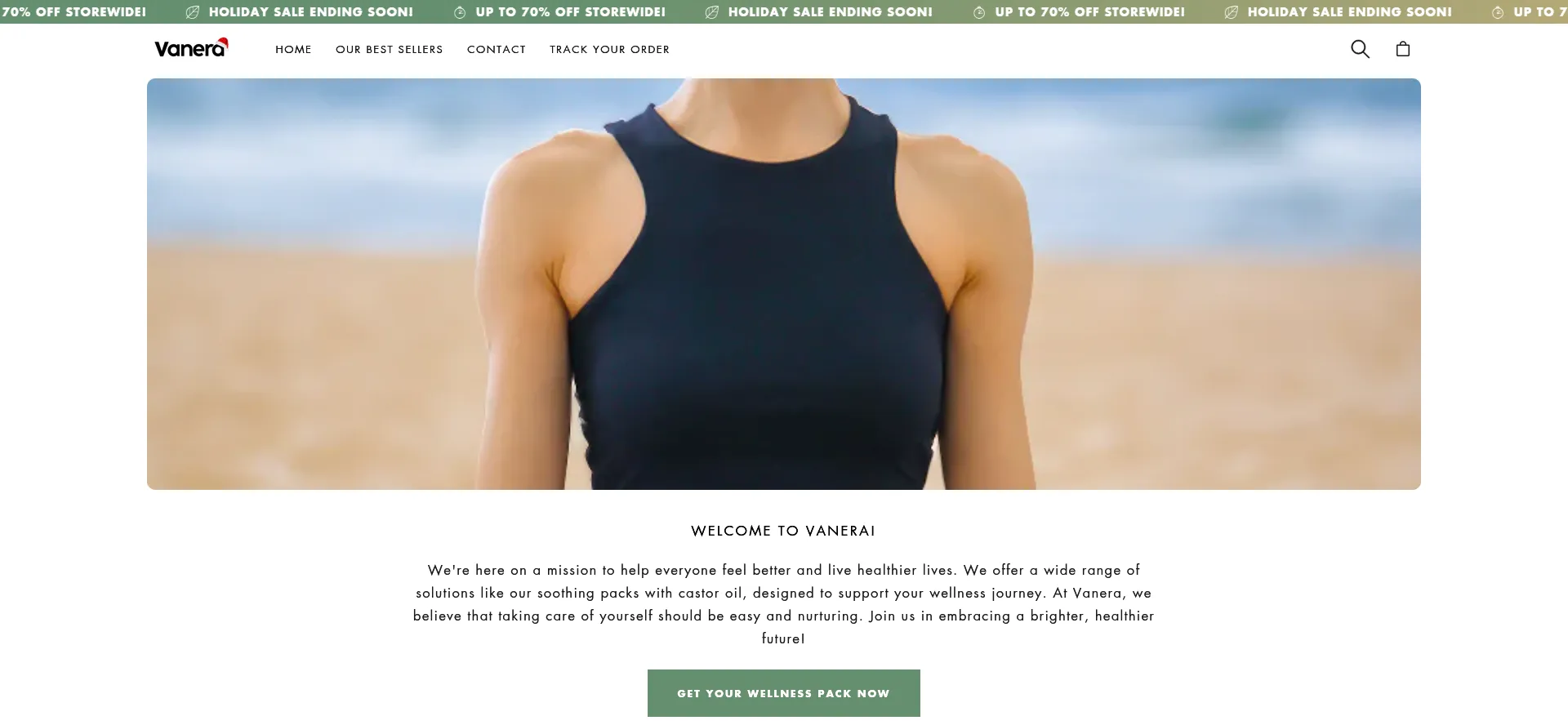 Website screenshot of Tryvanera.com