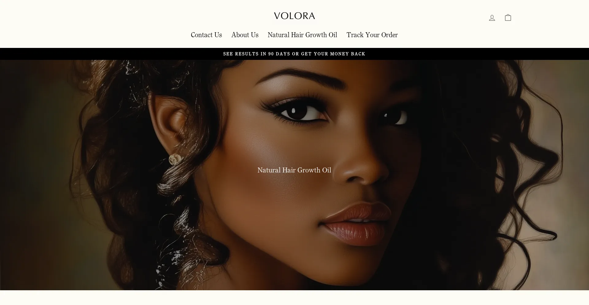 Website screenshot of Tryvolora.com