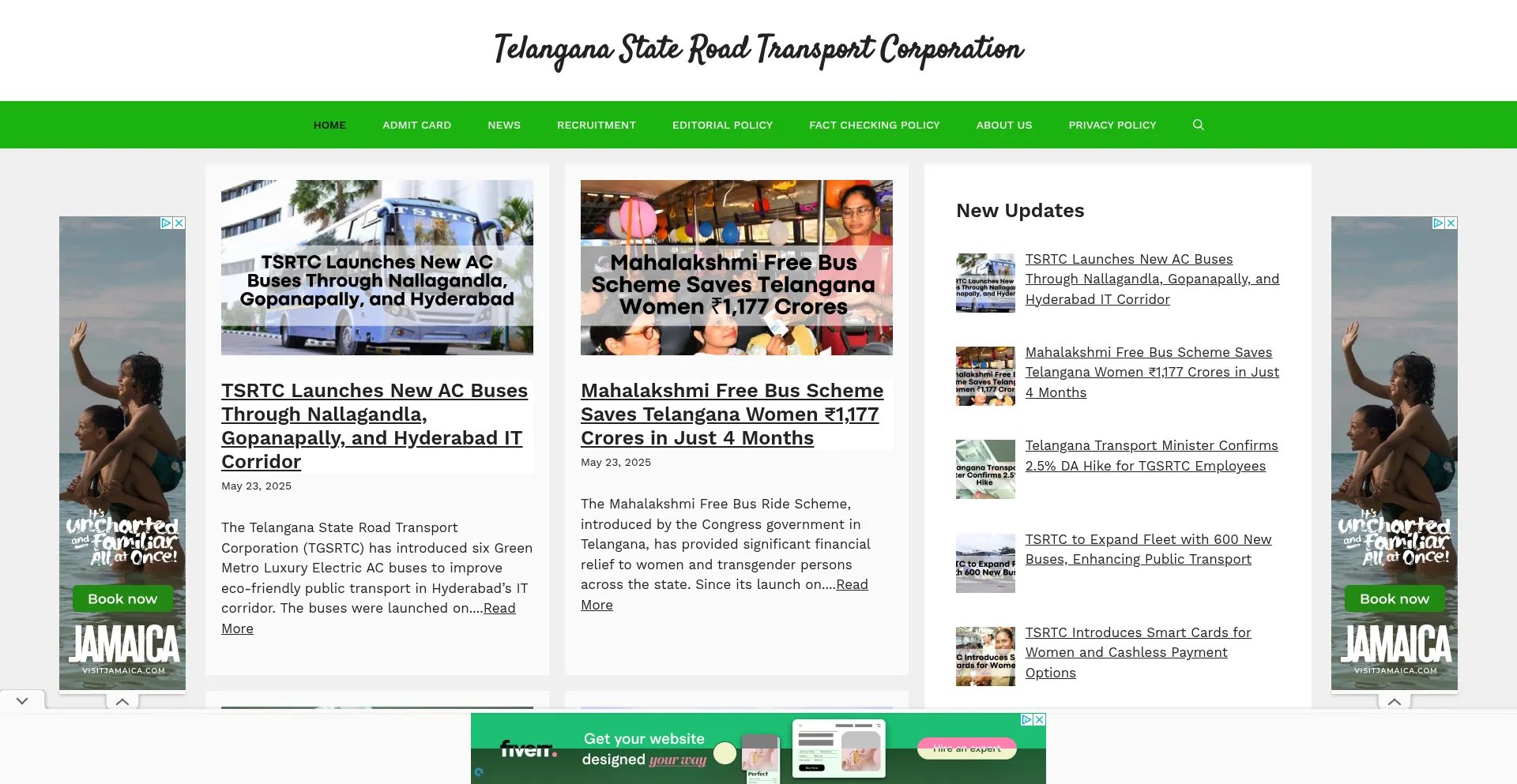 Website screenshot of Tsrtcpass.in