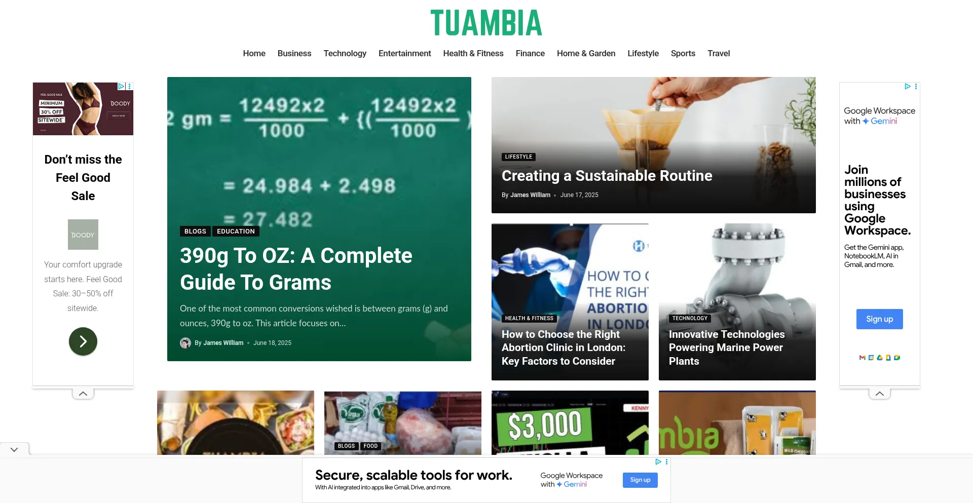 Website screenshot of Tuambia.org