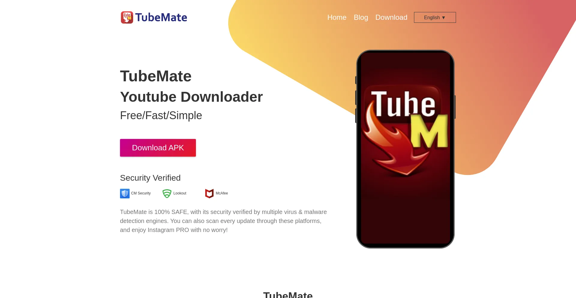 Website screenshot of Tubemate.tools