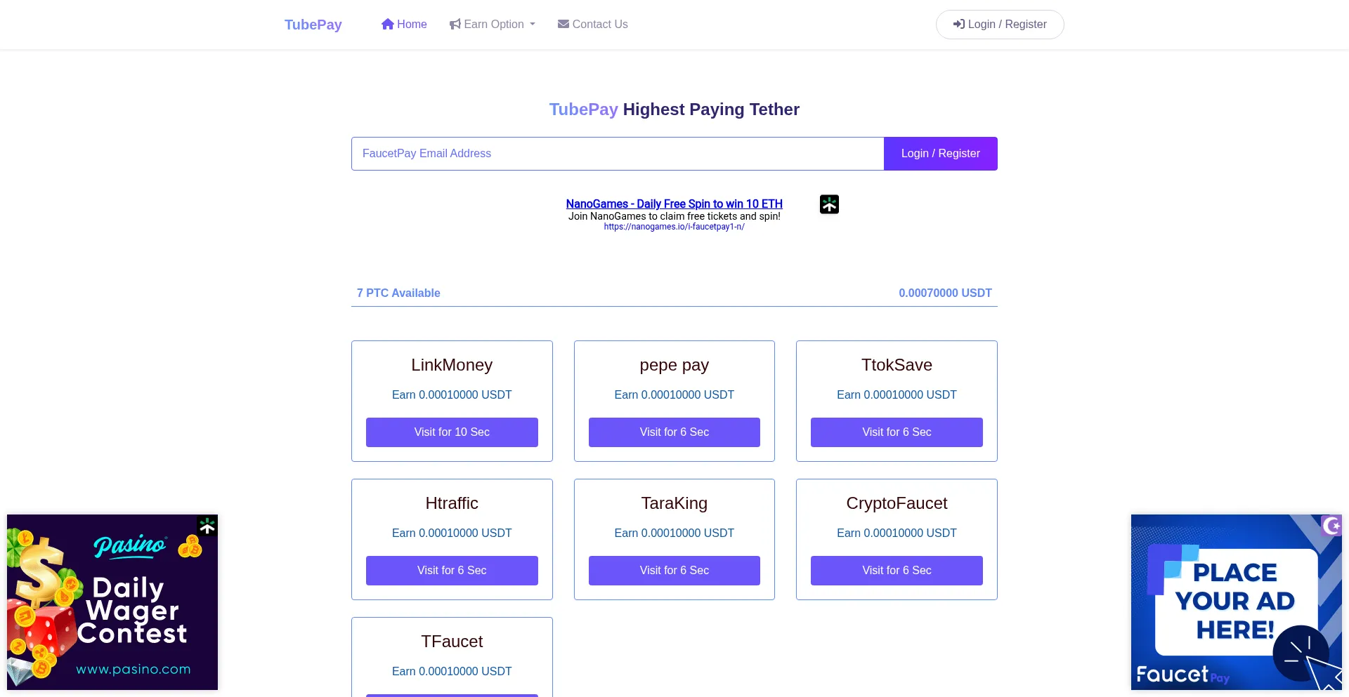 Website screenshot of Tubepay.xyz