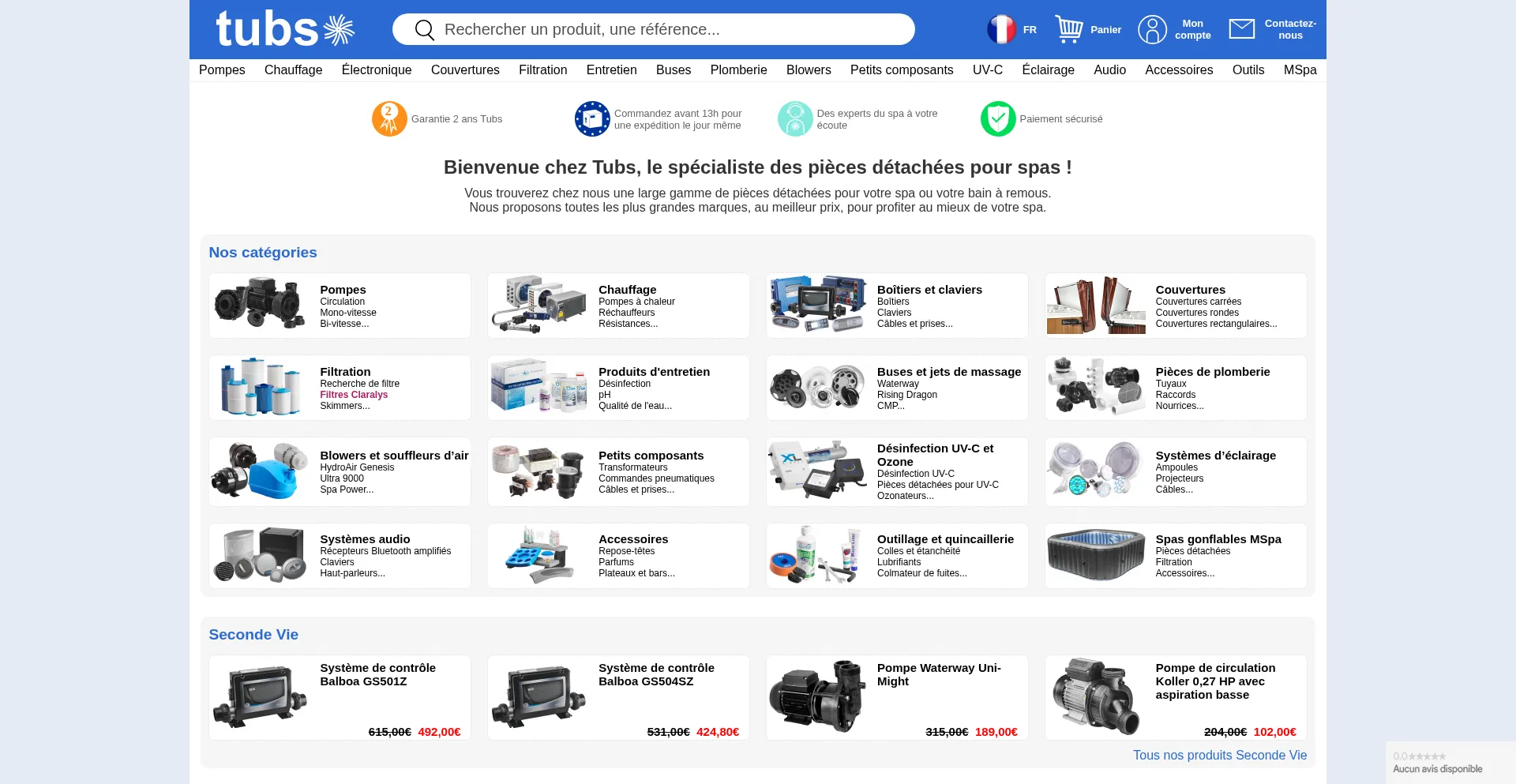 Website screenshot of Tubs.fr