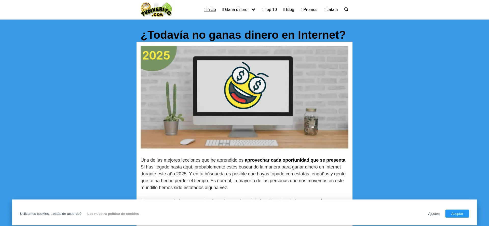 Website screenshot of Tudinerito.com
