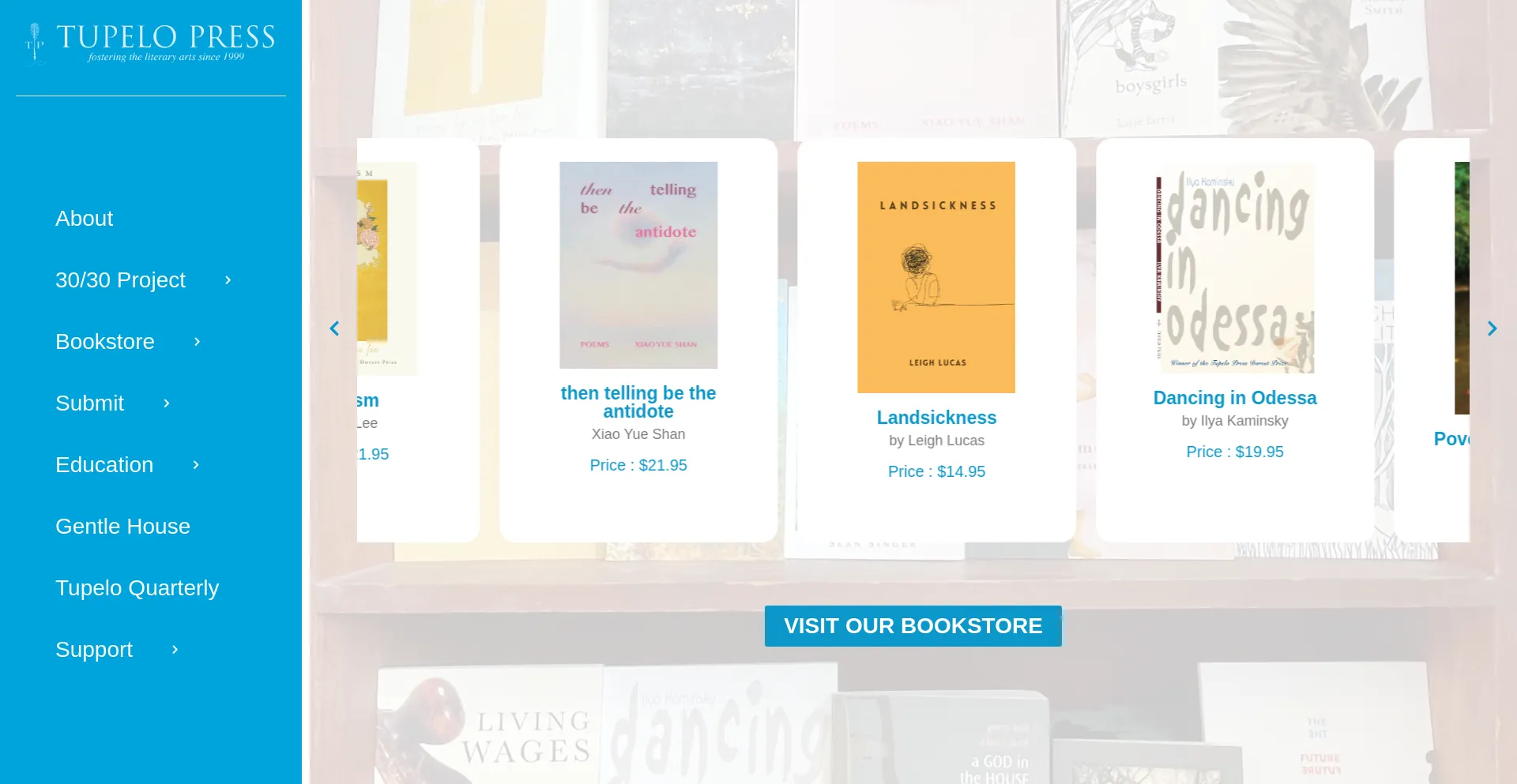 Website screenshot of Tupelopress.org