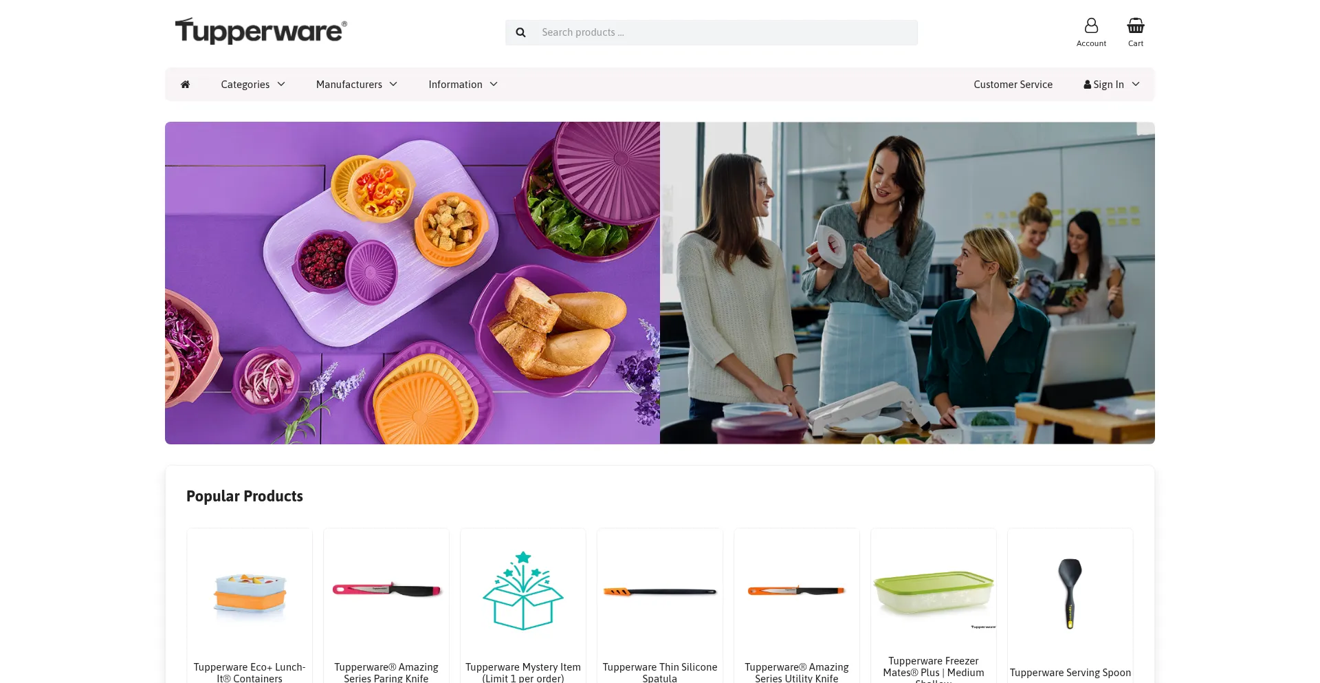 Website screenshot of Tupperwarestores.com