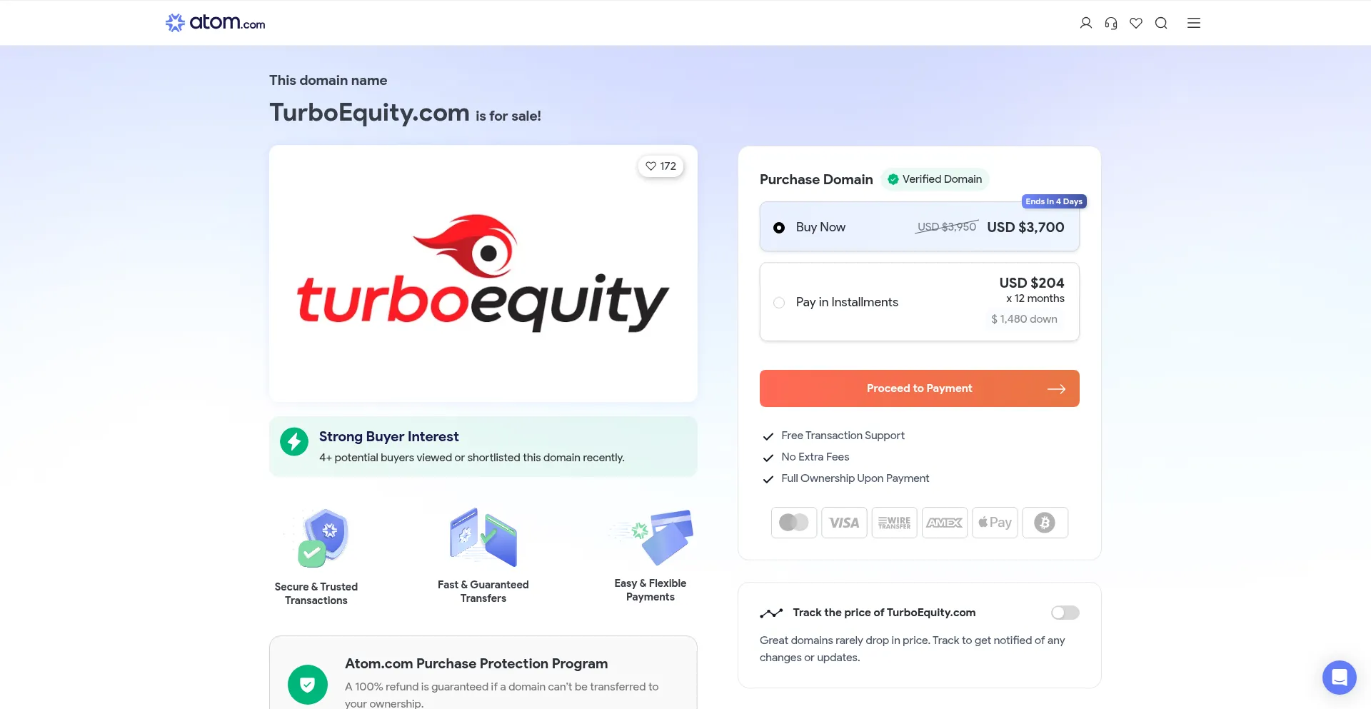 Website screenshot of Turboequity.com
