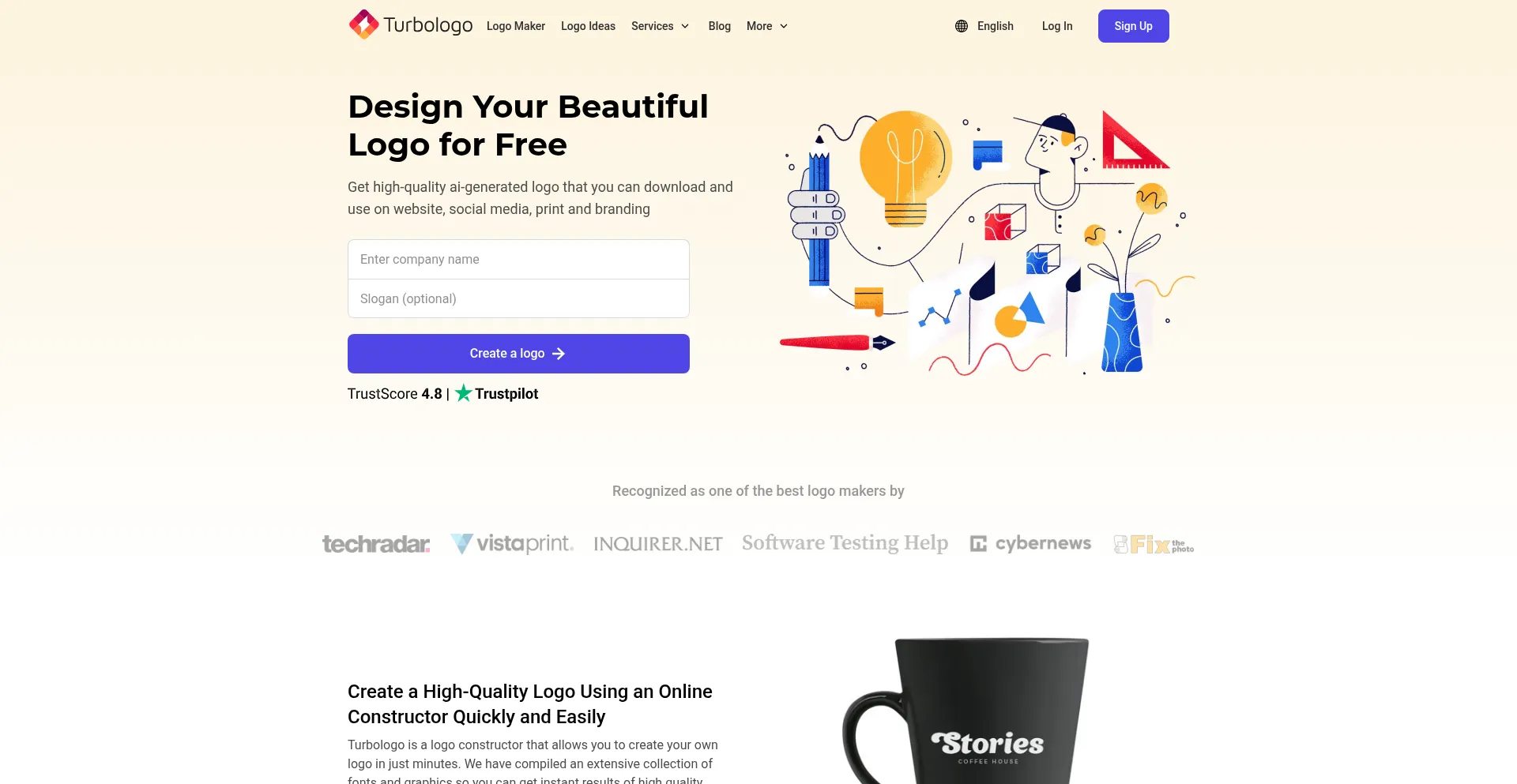 Website screenshot of Turbologo.com