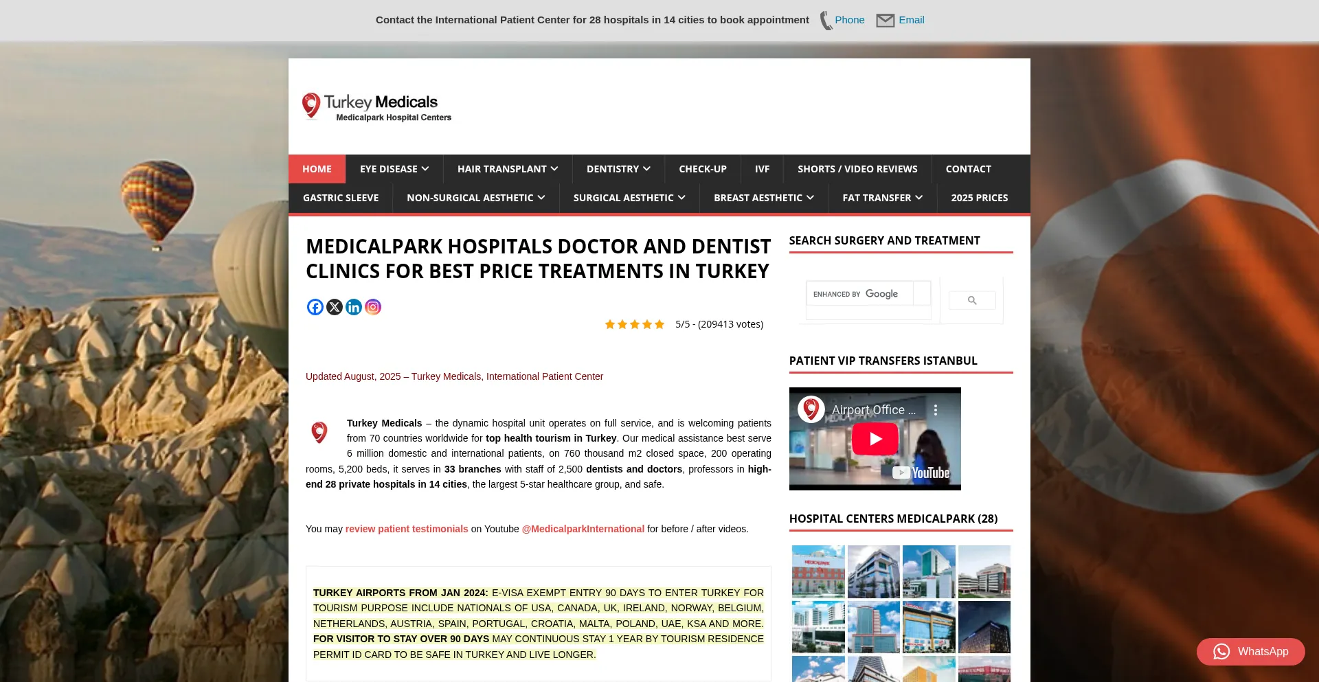 Website screenshot of Turkeyhealth.net