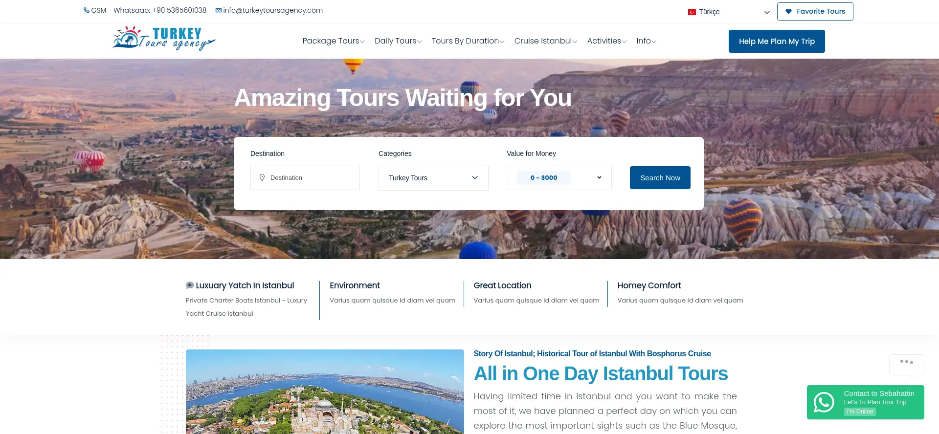 Website screenshot of Turkeytoursagency.com