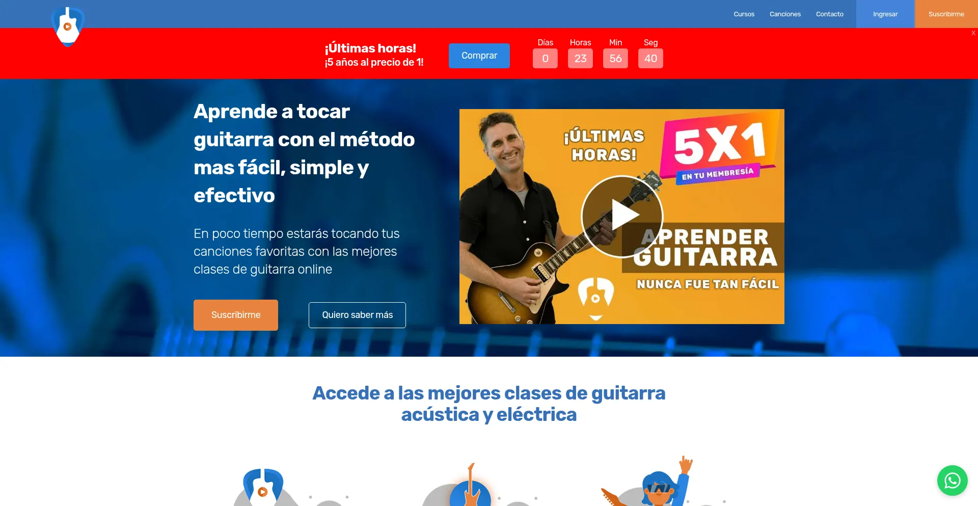 Website screenshot of Tusclasesdeguitarra.com