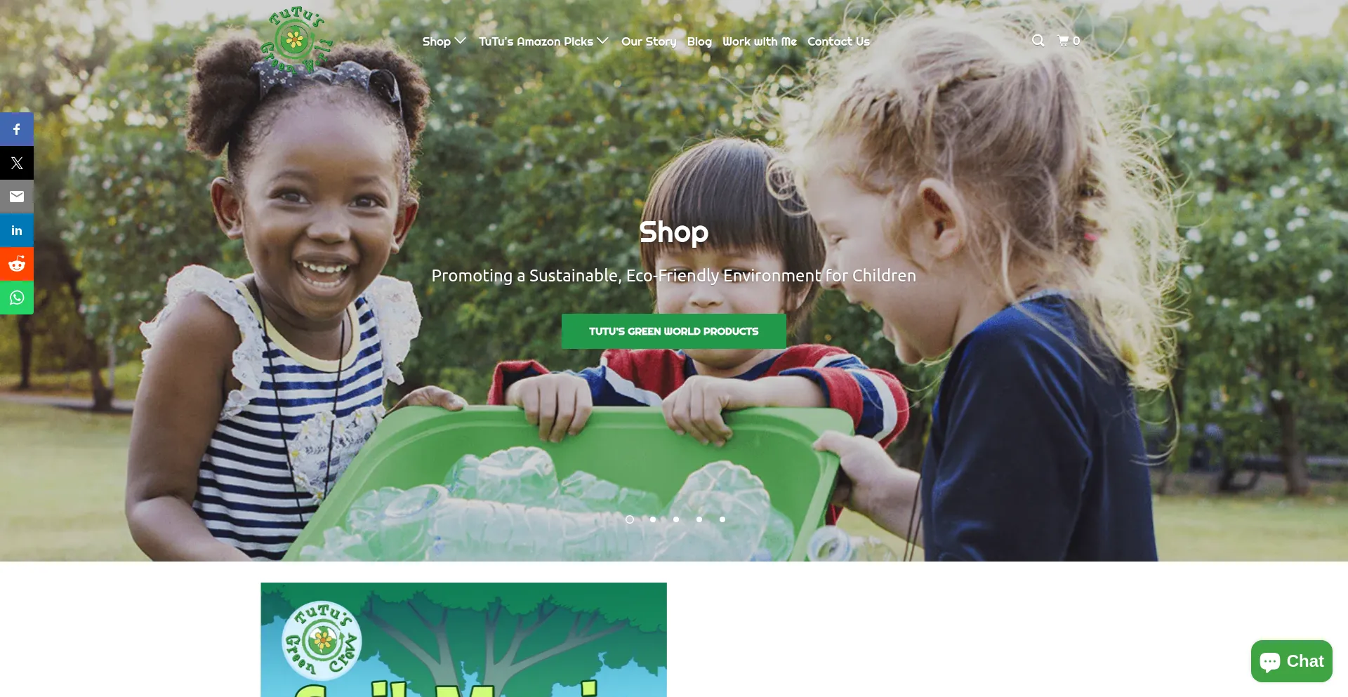 Website screenshot of Tutusgreenworld.com