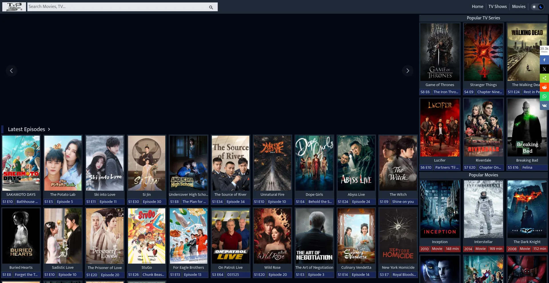 Website screenshot of Tvids.net