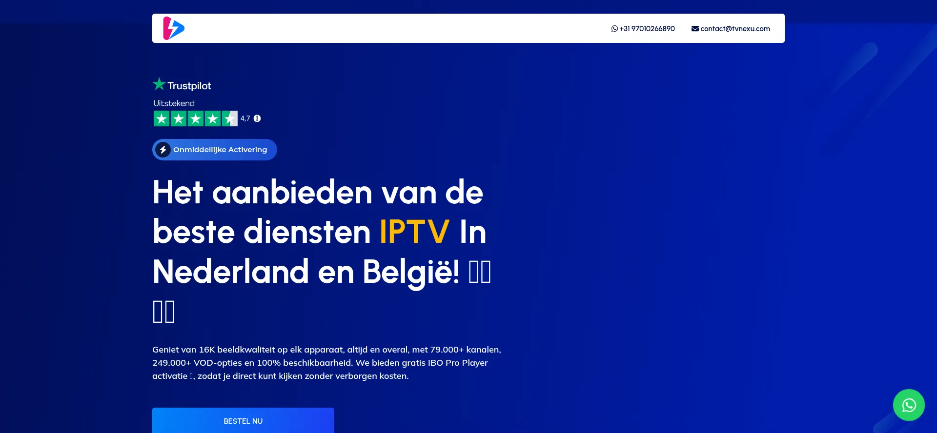 Website screenshot of Tvnexu.nl