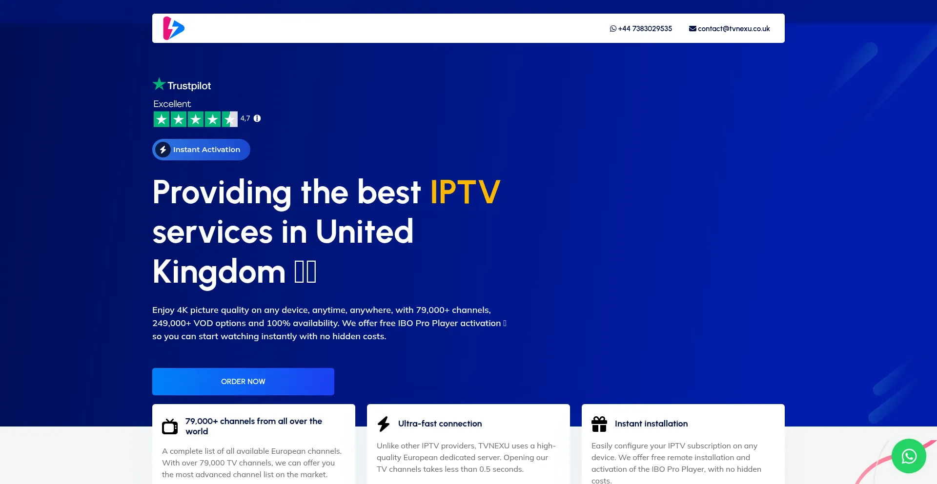 Website screenshot of Tvnexu.uk