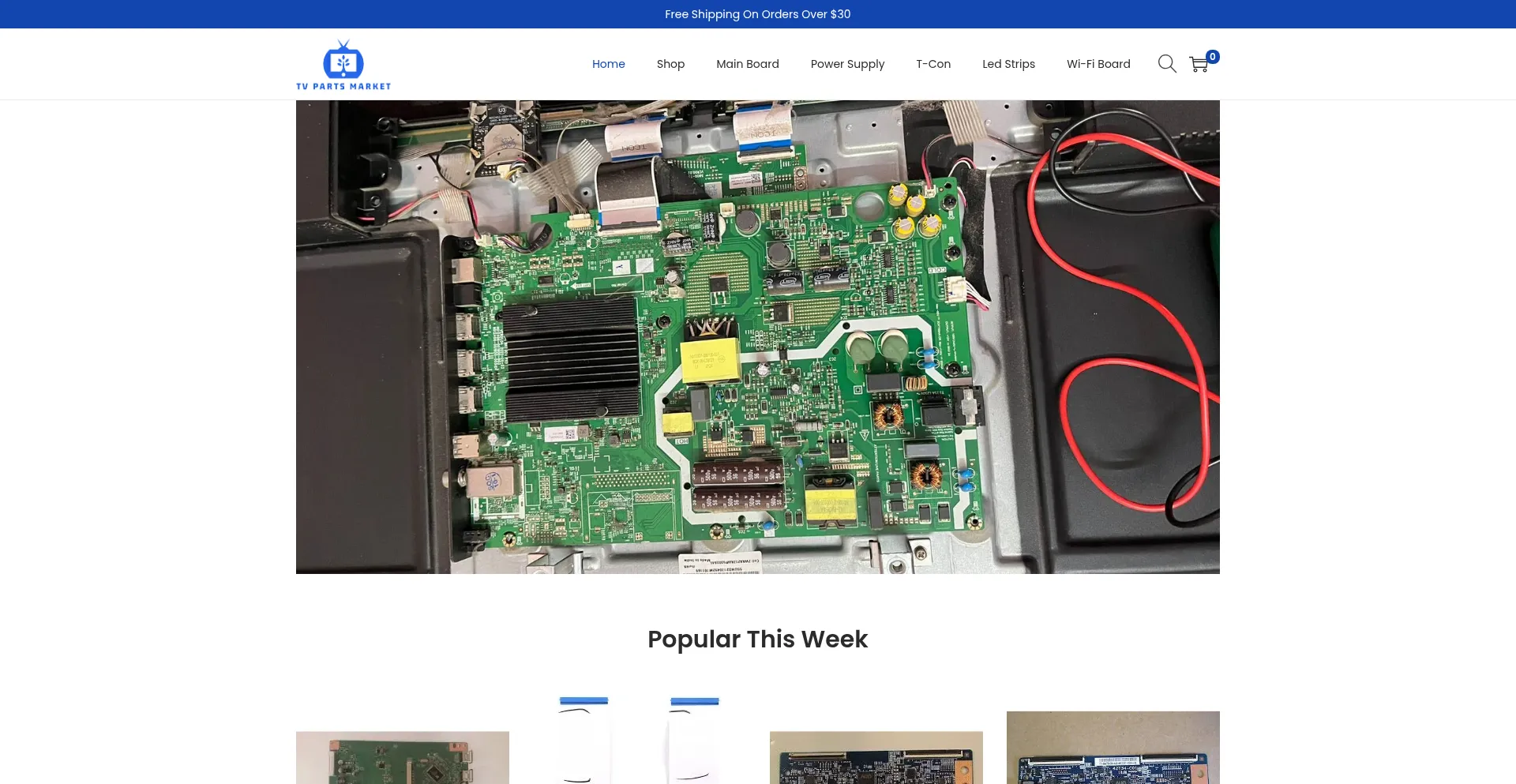 Website screenshot of Tvpartsmarket.com