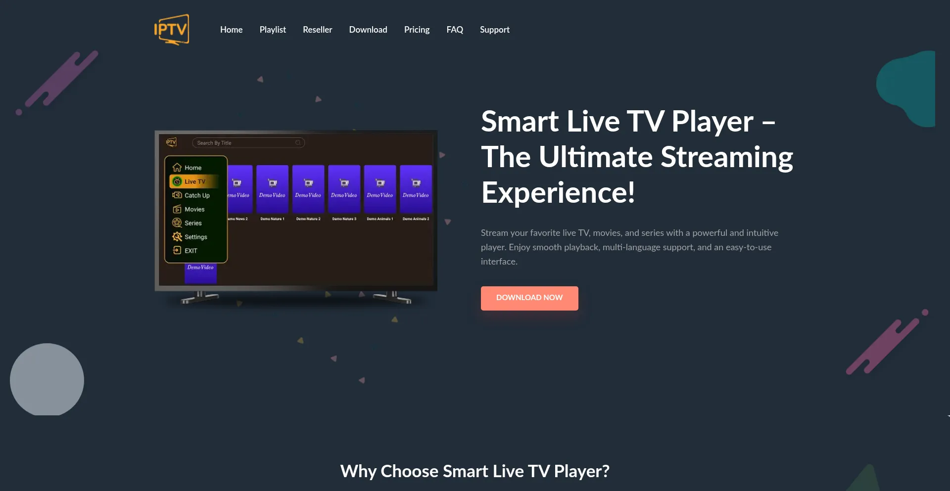 Website screenshot of Tvplayer.live