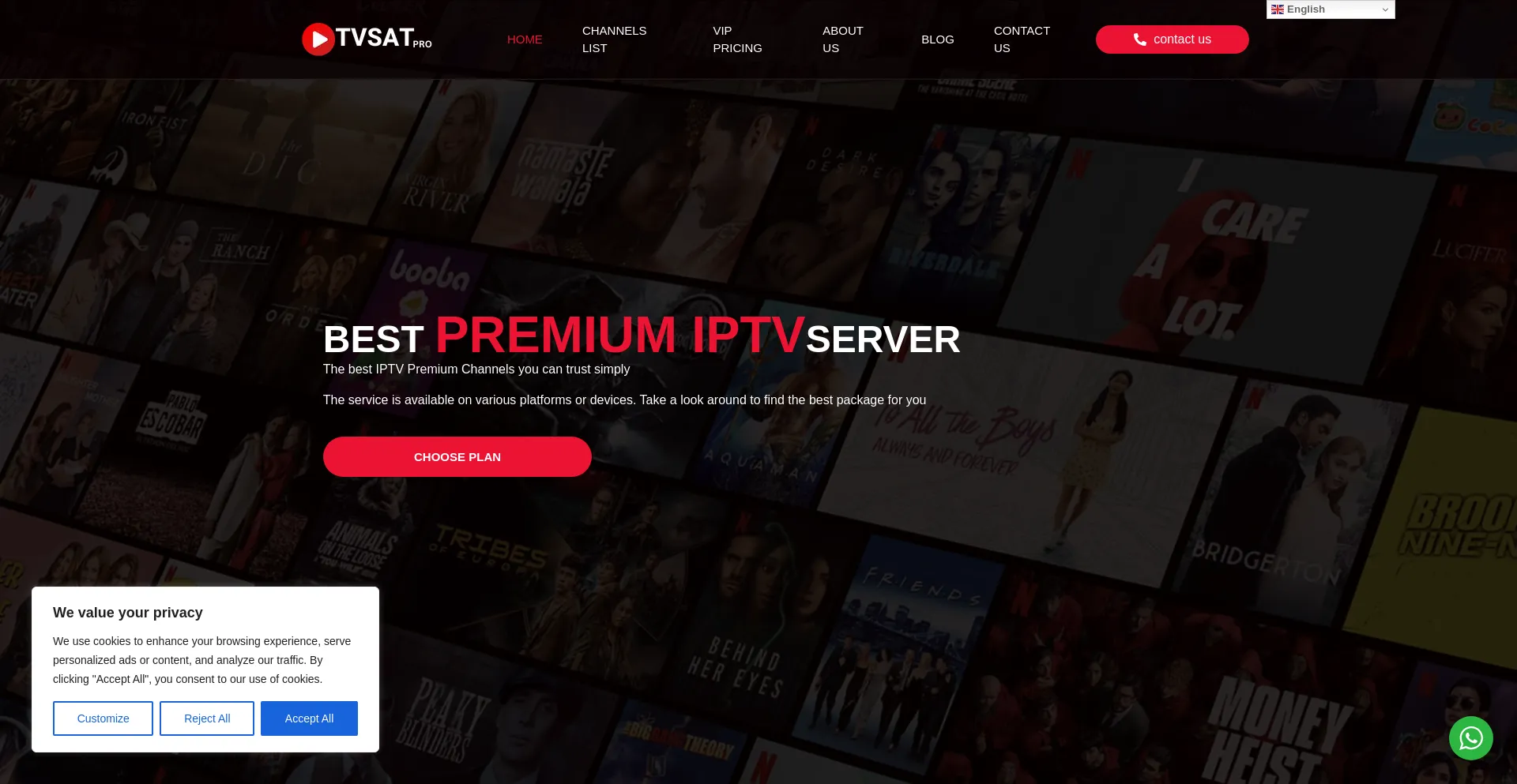 Website screenshot of Tvsatpro.net