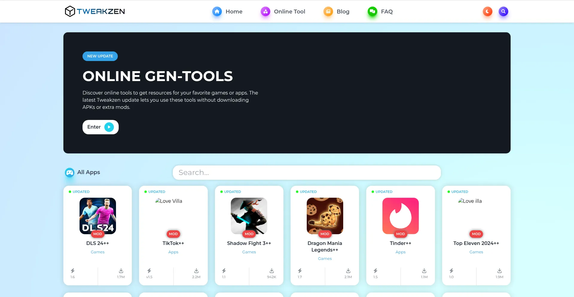 Website screenshot of Tweakzen.com