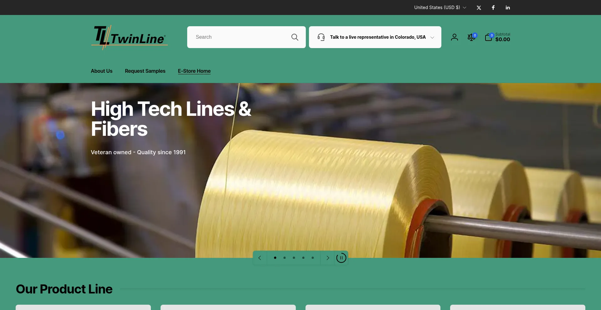 Website screenshot of Twinline-usa.com