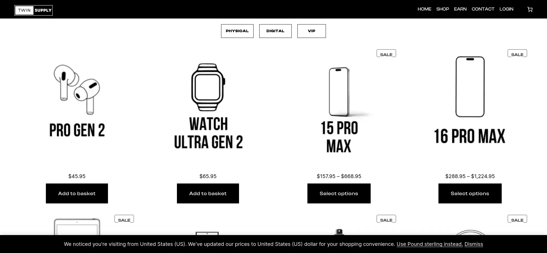 Website screenshot of Twinsupply.co.uk