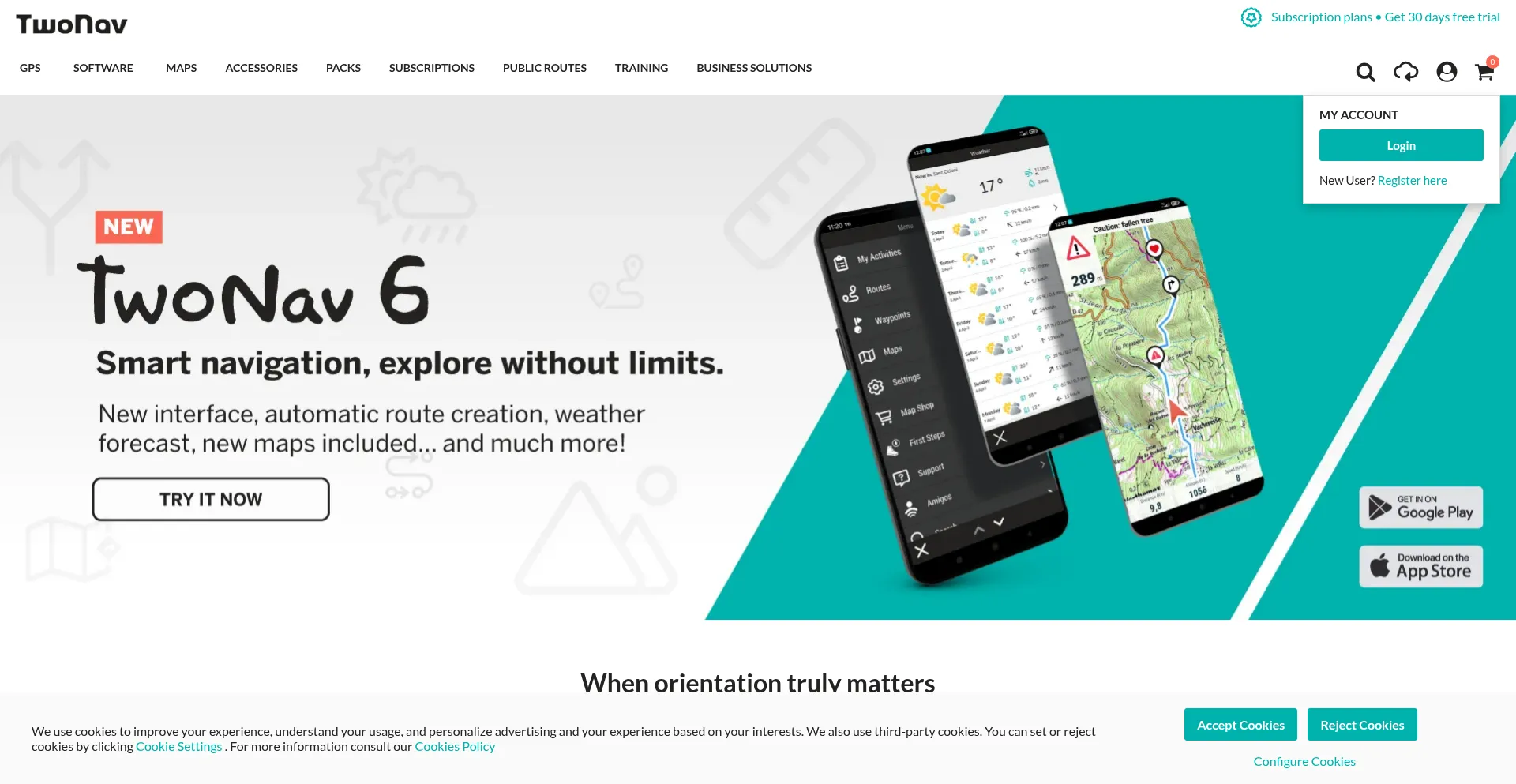 Website screenshot of Twonav.com