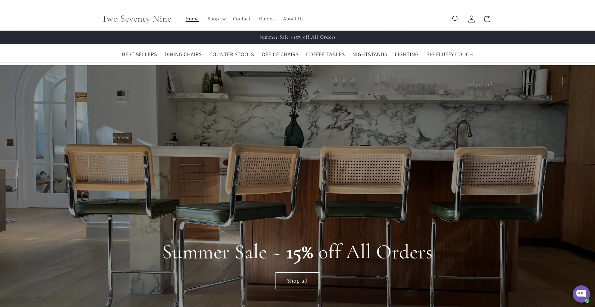 Website screenshot of Twoseventynine.com