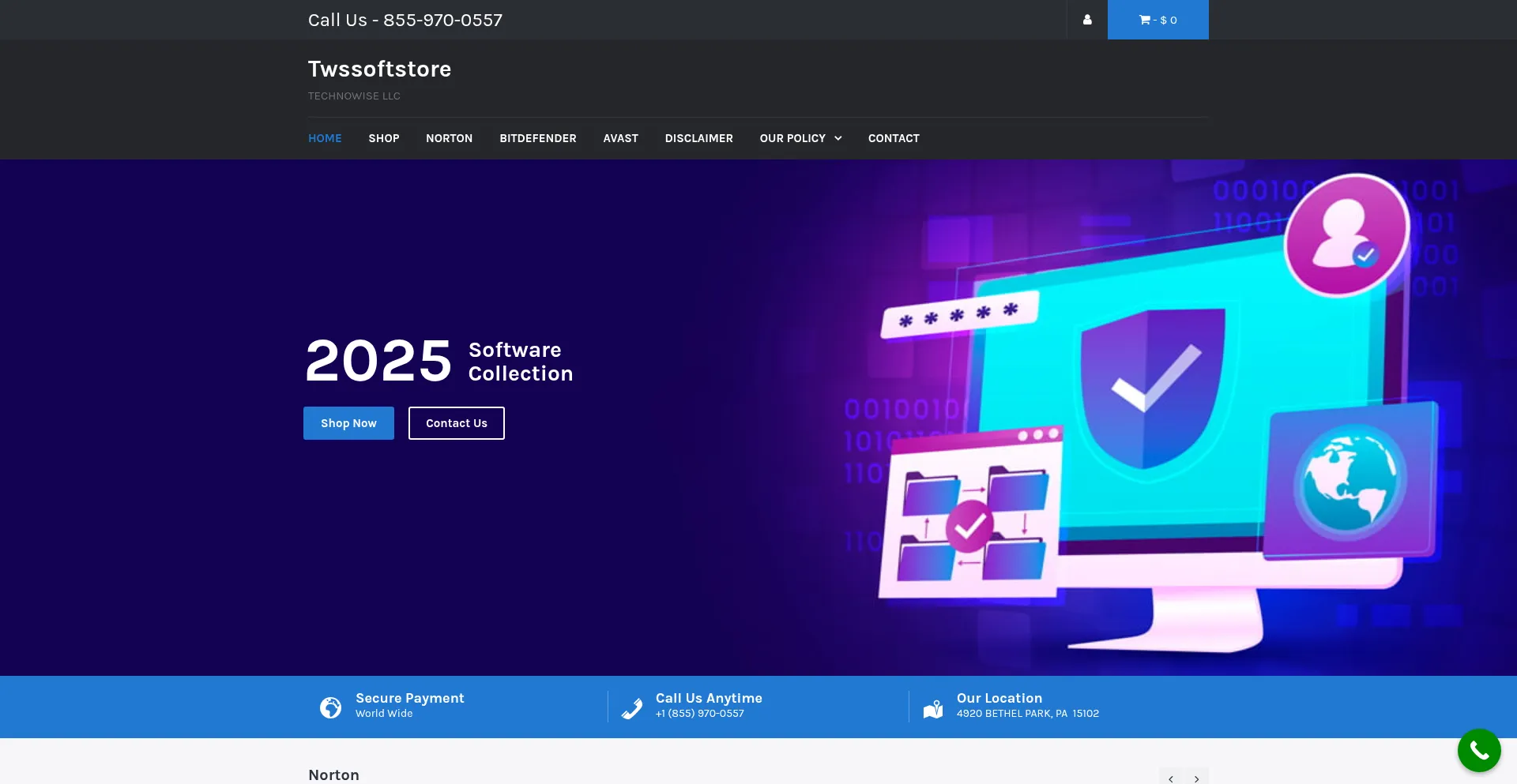 Website screenshot of Twssoftstore.com