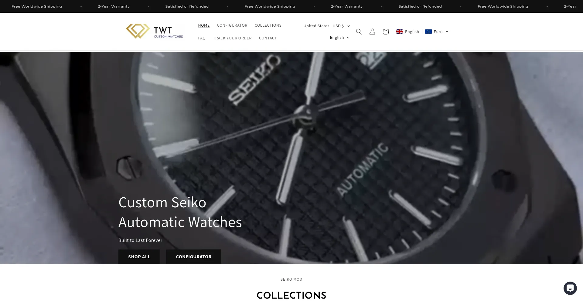 Website screenshot of Twtcustomwatches.com