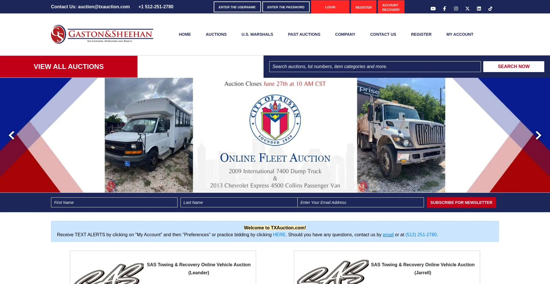 Website screenshot of Txauction.com
