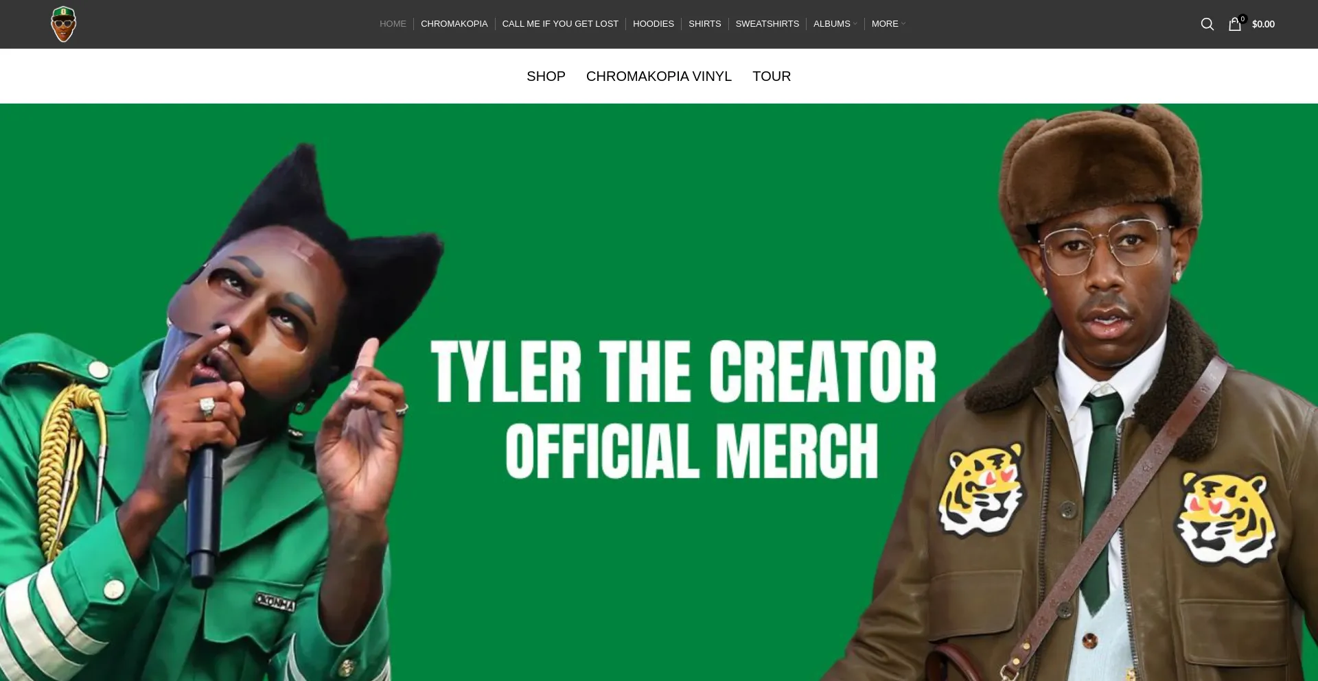 Website screenshot of Tylerthecreatormerchshop.us