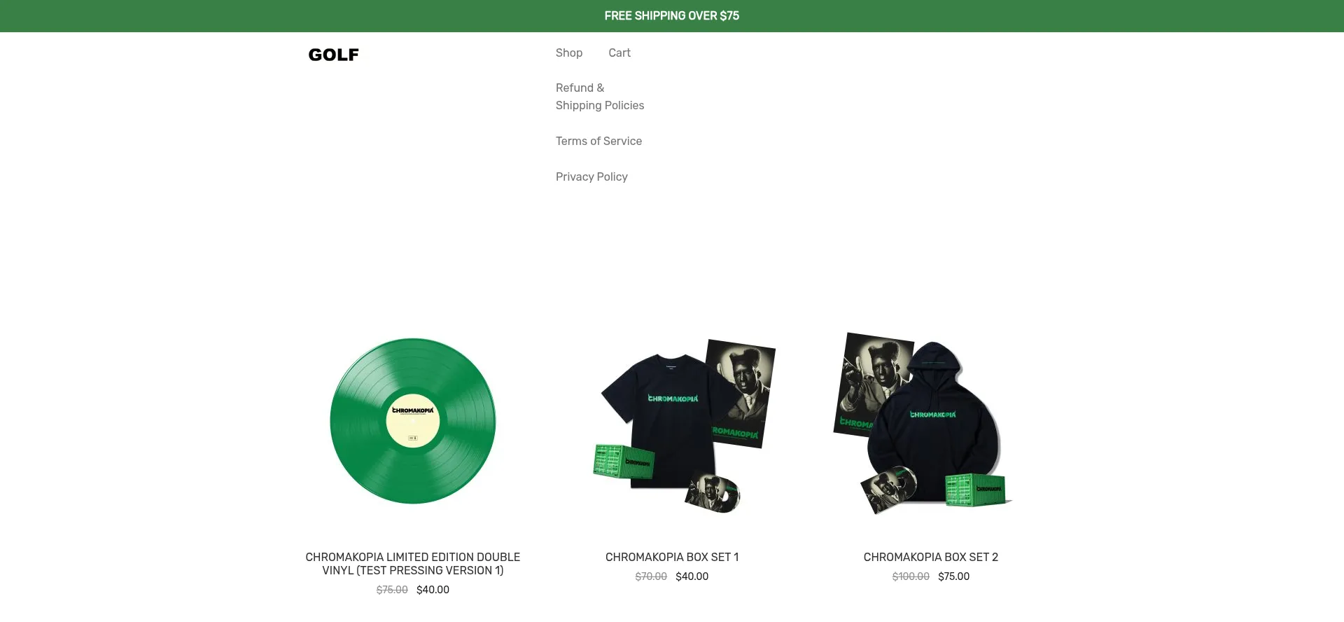 Website screenshot of Tylerthecreatorshops.com