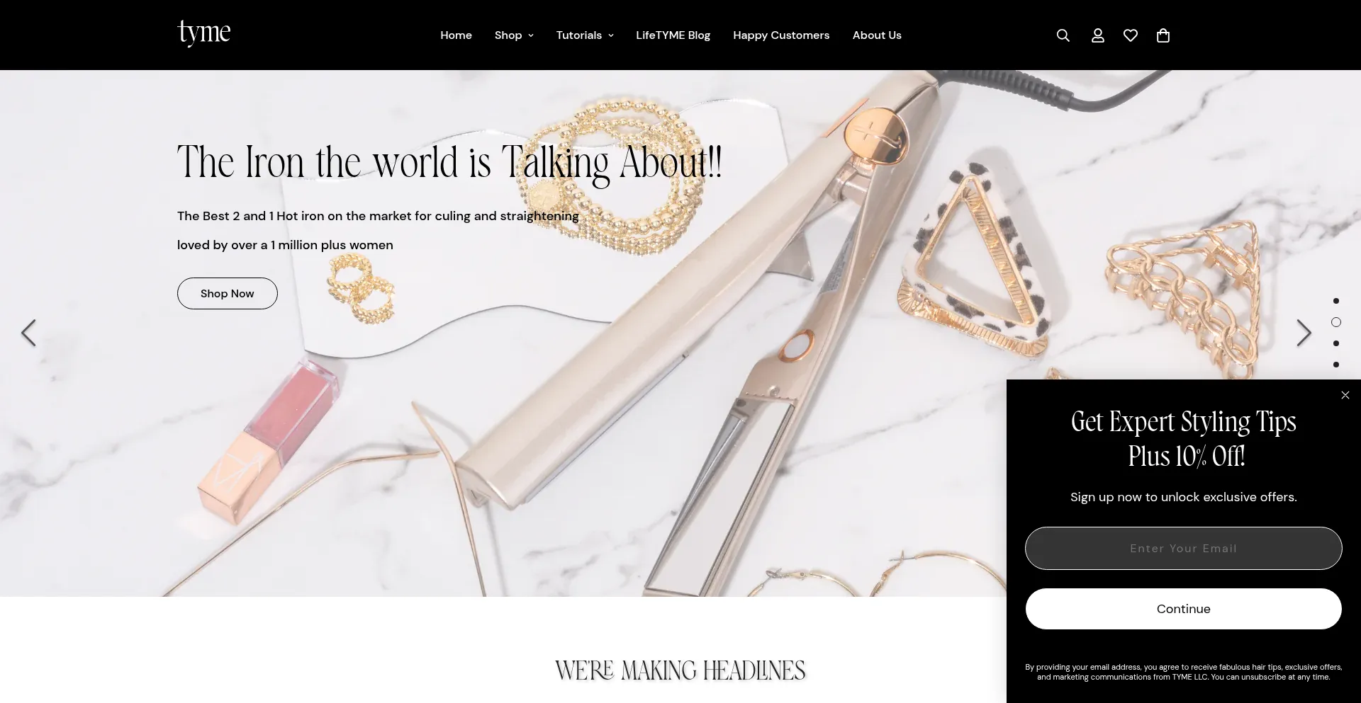 Website screenshot of Tymestyle.com