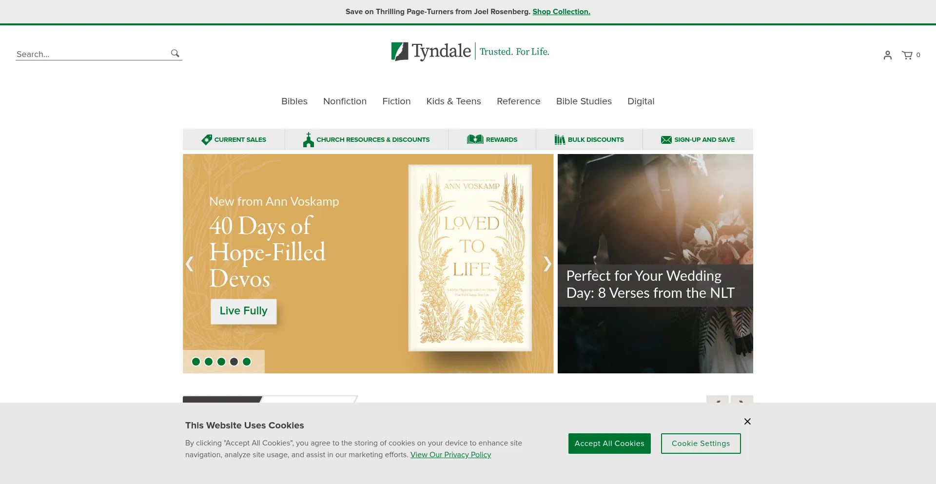 Website screenshot of Tyndale.com