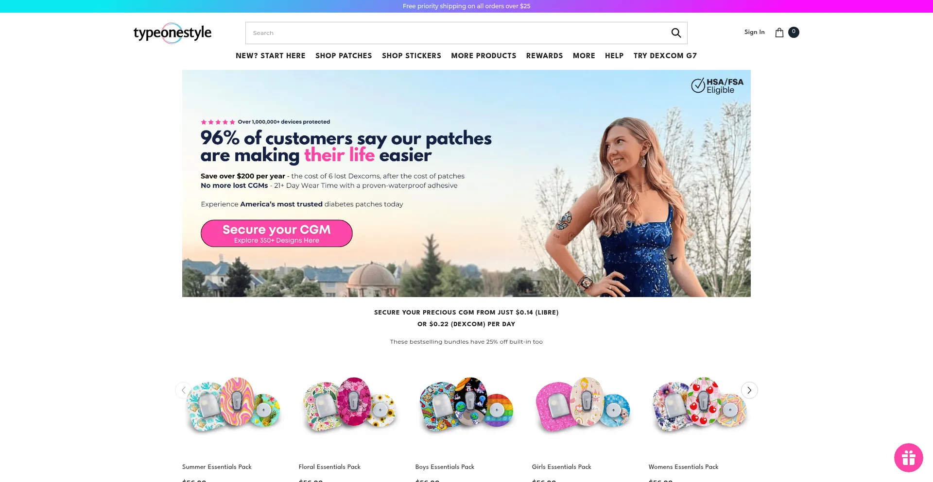 Website screenshot of Typeonestyle.com